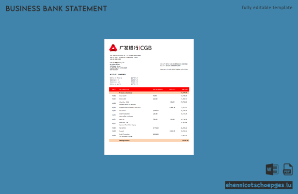 Beispiel für einen Unternehmensbericht der China Guangfa Bank (Word- und PDF-Datei)